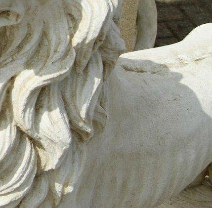 Pair of Giant Stunning Lions with Ball