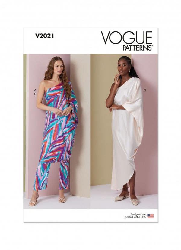 Vogue Sewing Pattern 2021, Dresses, Trousers for Women, A (S-M-L-XL) - Easy