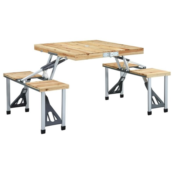 Berkfield Folding Camping Table with 4 Seats Steel Aluminium