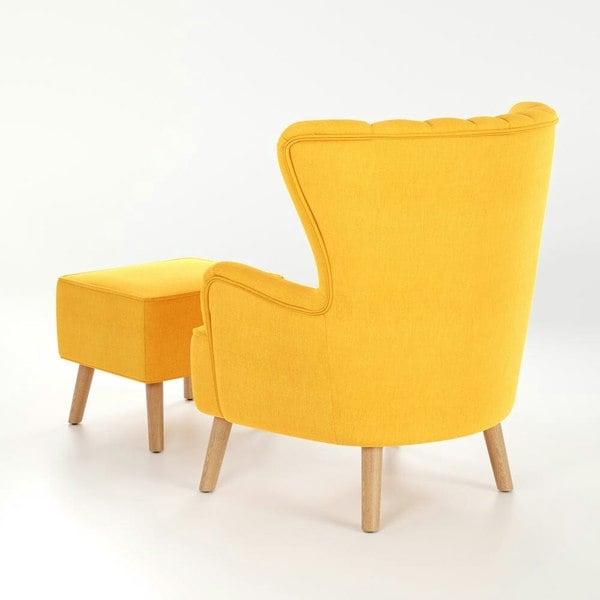 Occasion Faux Wool Wingback Chair Padded Armchair and Footstool Wingback Chairs Living and Home