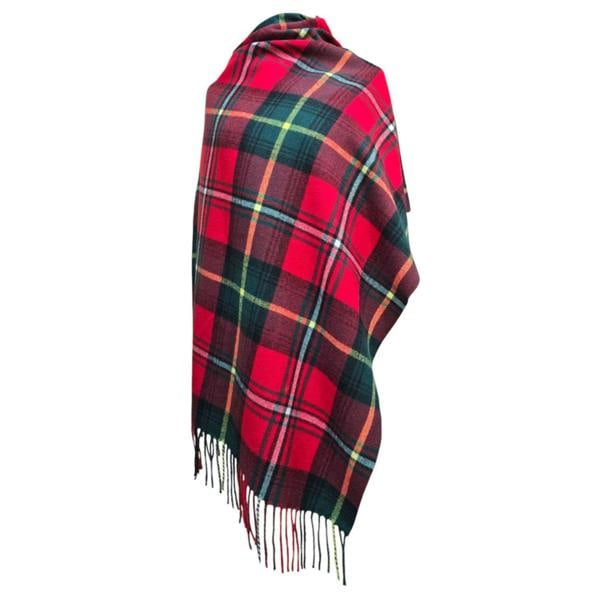 Strathurie Unisex Tartan Cashmere Blend Scarf with Fringe Trim
