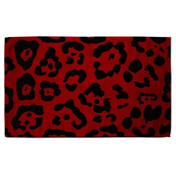 Benjamin Tate Design Red Leopard Print (Bath Towel)