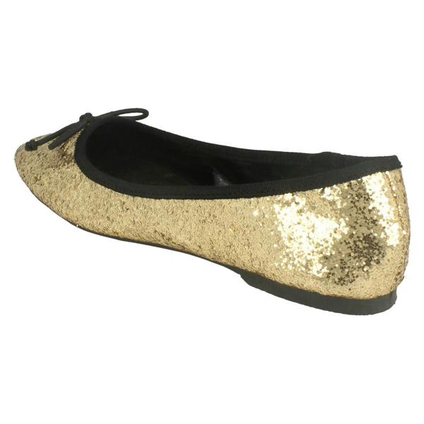 Ladies Star Flat Glitter Ballerina Shoe F8894