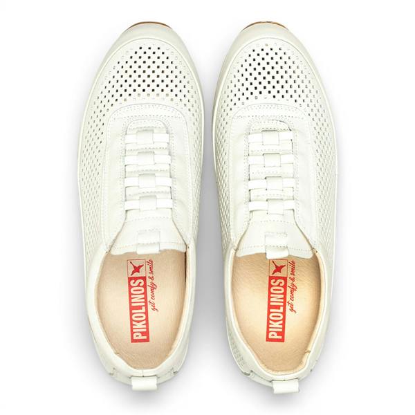 Pikolinos Liverpool - Men's White Leather Elastic Slip-on Sneakers