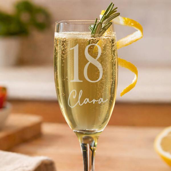 Abode Home & Gifts Personalised Big Age And Name Flute Glass