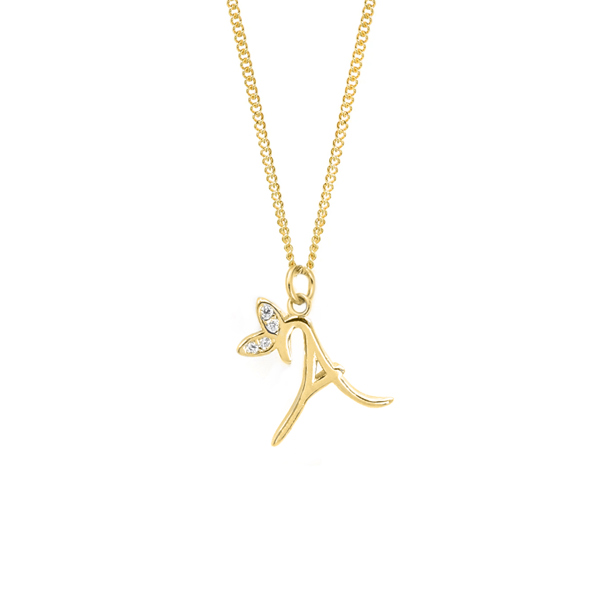 Say It With Dainty Winged Initial Charm Necklace - Sterling Silver