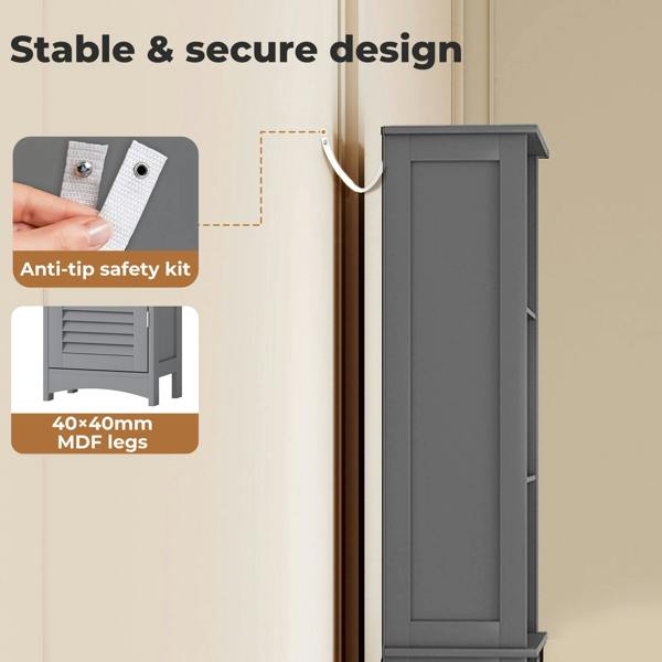 Levede Tall Bathroom Cabinet Slim Freestanding Bathroom Storage Cupboard Unit