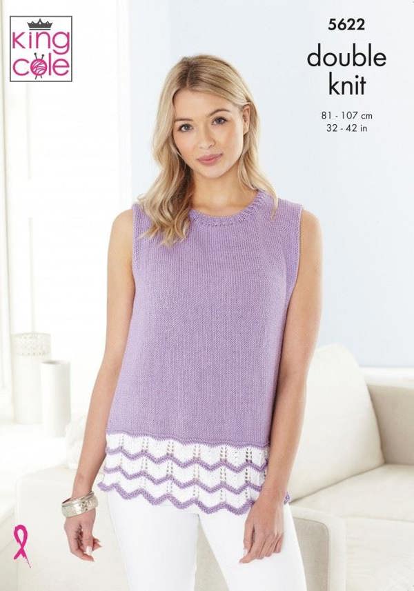 King Cole Bamboo Cotton DK Knitting Pattern 5622, Tops, Sweaters for Women, 32 - 42 Inches