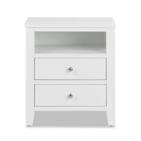 Statement Furniture Brooklyn Modern Bedside Table with Drawers and Shelf Assembled