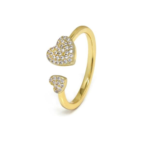 Say It With Heart CZ Adjustable Ring - Yellow Gold