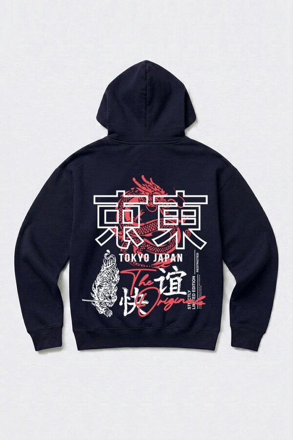 London Attitude Relaxed Fit Tokyo Japan Graphic Hoodie