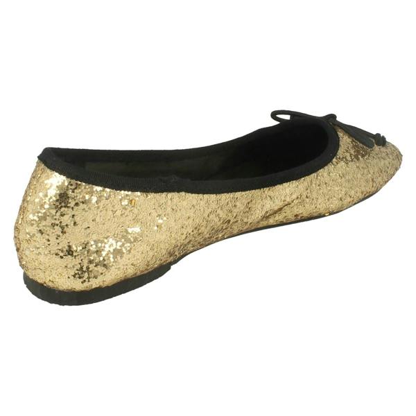 Ladies Star Flat Glitter Ballerina Shoe F8894