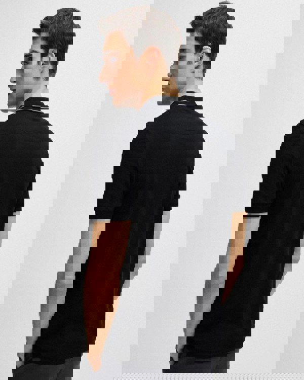 BOSS Green Paule 4 Mens Tipped Collar Polo Shirt NOS - Black 003