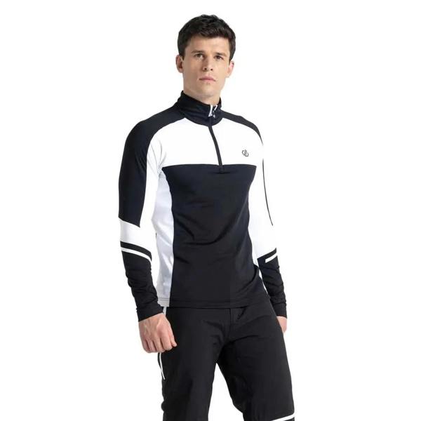 Dare 2B Mens Speed Core Stretch Half Zip Base Layer Top - Black/White - 