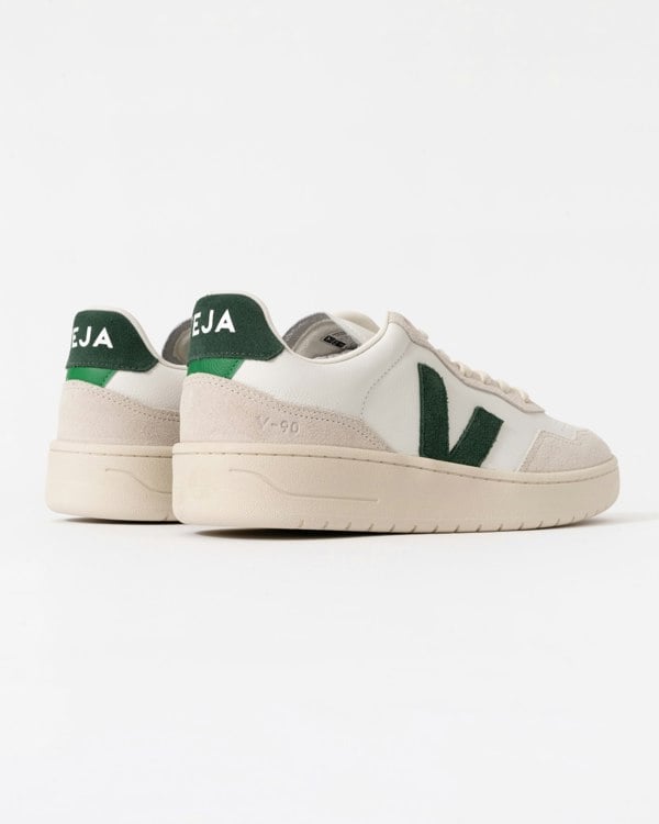 Veja V-90 OT Leather Mens Trainers White/Cyprus