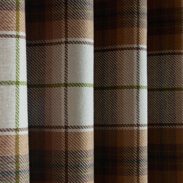 Catherine Lansfield Brushed Woven Glencoe Check Thermal Eyelet Curtains Terracotta