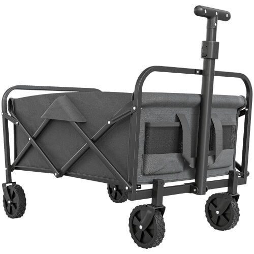 Bobobiy 62L Festival Trolley on Wheels, 120kg Heavy Duty Collapsible Folding Wagon with Adjustable Handle and Carrying Bag for Beach, Grey