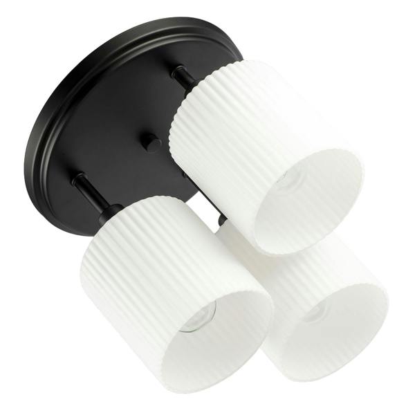 Designer Matte Black Semi Flush Ceiling Light with Fluted Shades Image 5