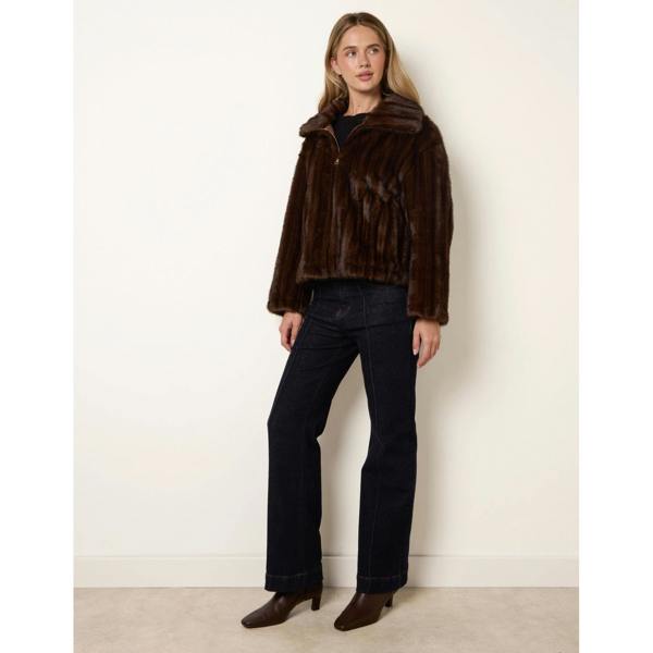 Blue Vanilla Textured Faux Fur Coat