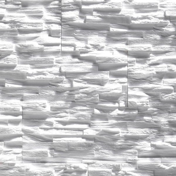 Wallsupply UltraLight Benevento Stone 3D Media Wall Panels Tiles EPS, 30pcs 3.15m² White Stone
