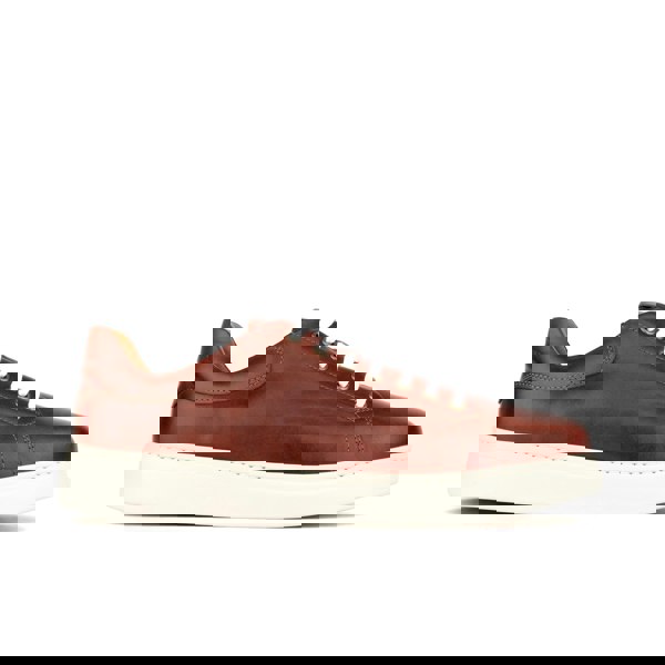 Embassy London Sun City - Brown - Men's white sole trainer in brown soft leather