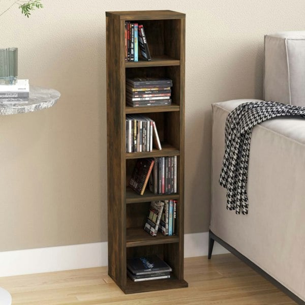 Berkfield CD Cabinet Smoked Oak 21x20x88 cm Engineered Wood