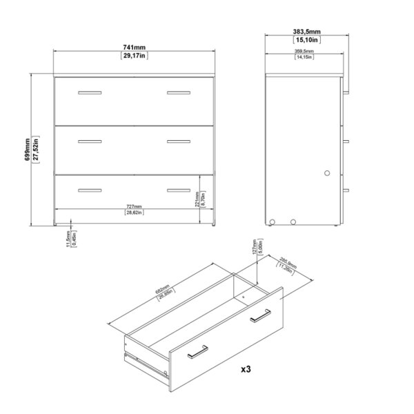 Wyld Haus Berlin Natural Bedroom Furniture Set with Bedside Chest of Drawers and Wardrobe
