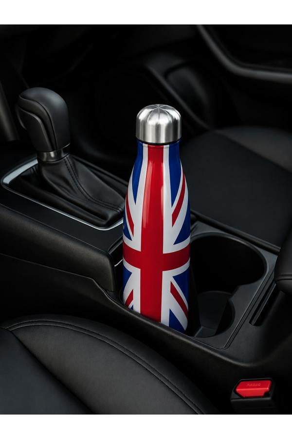 Dyzi 500ml Stainless Steel Water Bottle Leak Proof Union Jack