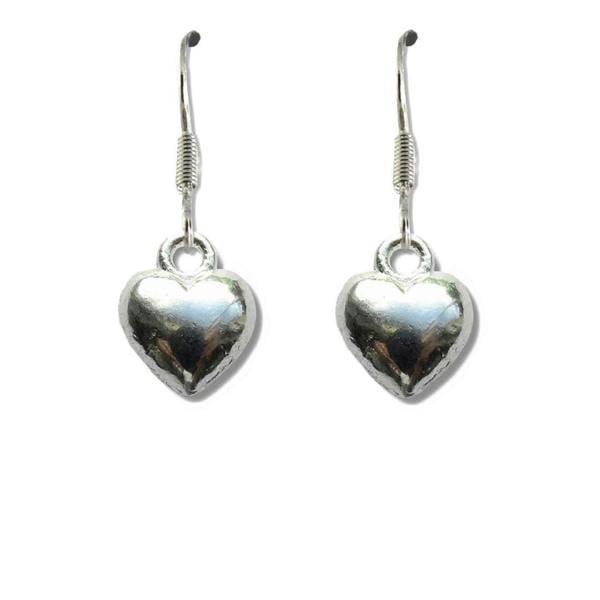 Aye Do Gifts Silver Puff Heart Drop Earrings for Women