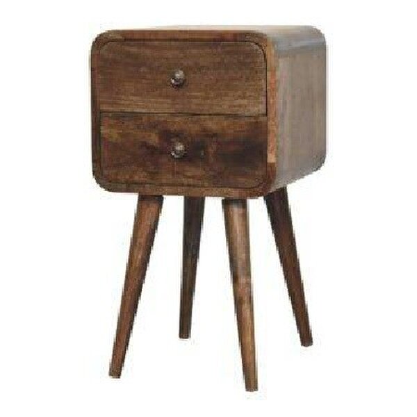 Wyld Haus Peschiera Mini Curved Grey Washed Bedside Table Mango Wood