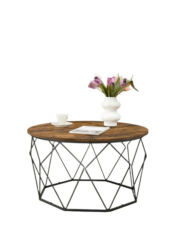 Modcraft Industrial Round Coffee Table with Steel Frame