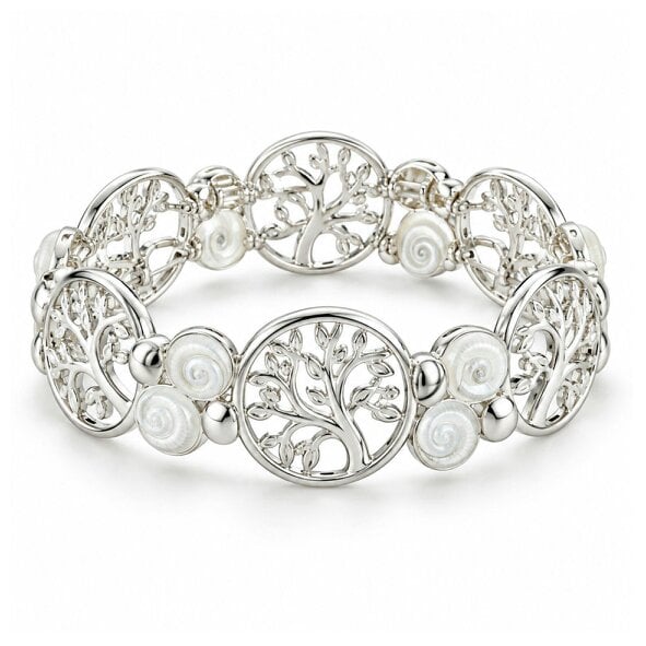 Love EMVY Tree of Life Silver Tone Stretch Bracelet for Women