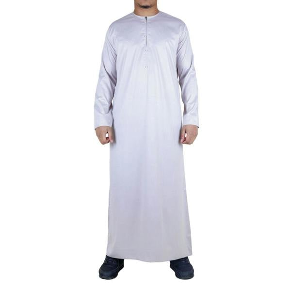 Infinity Leather Men's Thobe Robe Satin Emirati Islamic Jubba Eid Regular Fit