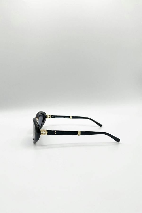 SVNX Oval Foldable Sunglasses In Black