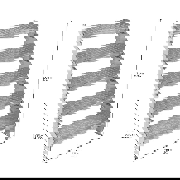 Monstershop Adjustable 5 Section Galvanised Staircase - 900mm Wide