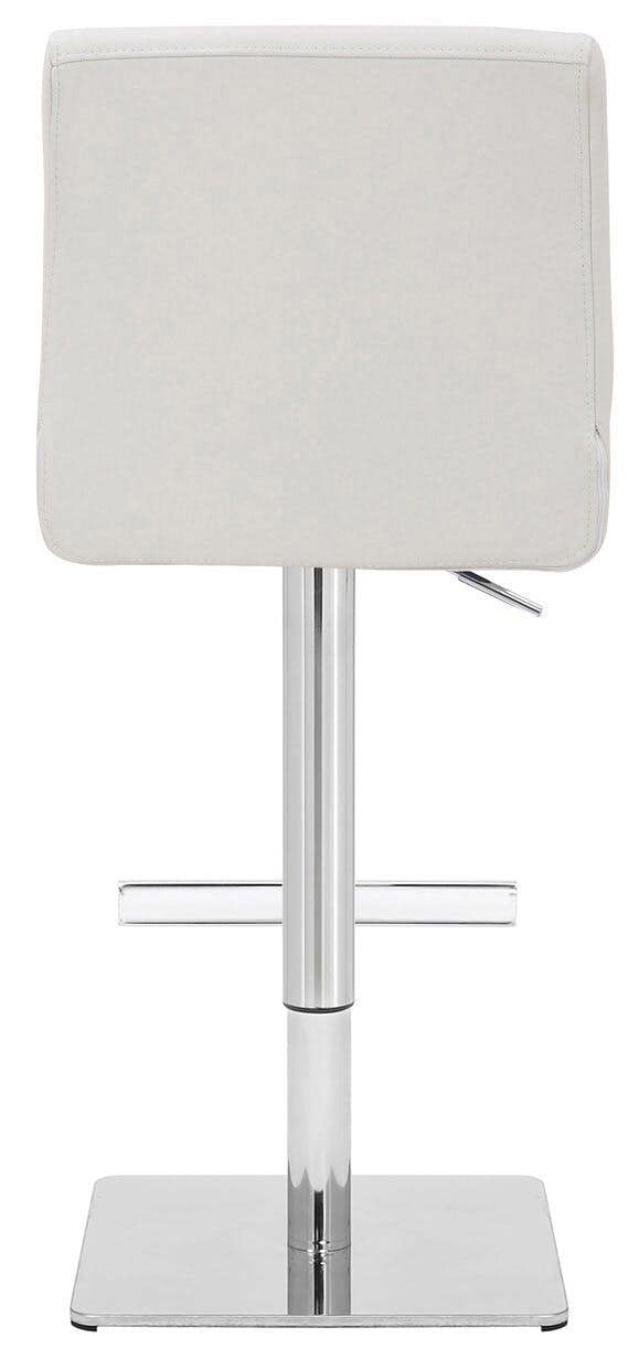 Lamboro Snella White Real Leather Kitchen Bar Stool, Adjustable Height with Weighted Base