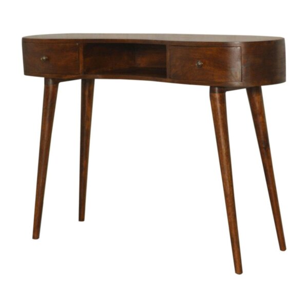 Wyld Haus Parma Chestnut Mango Wood Wave Writing Desk 2 Drawers