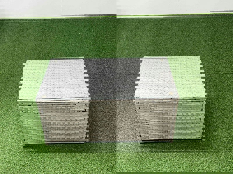 Fimous 12 Seater Garden Outdoor PE Rattan Furniture Set Rattan Garden Sofa Set with 4 Footstools 2 Chair Light Grey Mixed