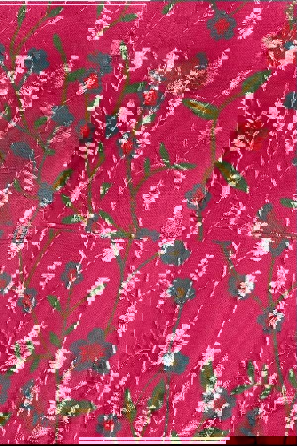 Flutter Sleeve Floral Embroidered Maxi - Burgundy DR3798