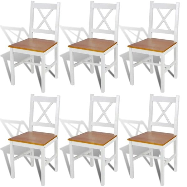 Berkfield Dining Chairs 6 pcs White Pinewood