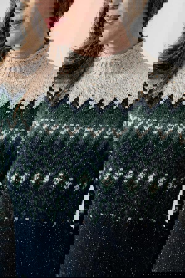 Lily & Me Maeve Fair Isle High Neck Jumper Pine Green