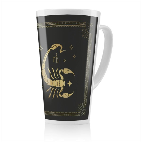 Benjamin Tate Design Zodiac Scorpio Horoscope In Black & Gold Dining Latte Mug