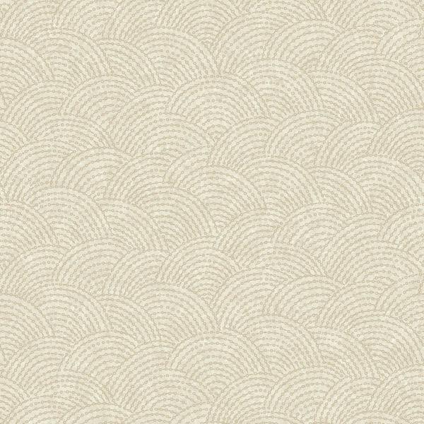 Grandeco Boutique Shell Metallic Curve Luxury Weight Embossed Wallpaper, Beige