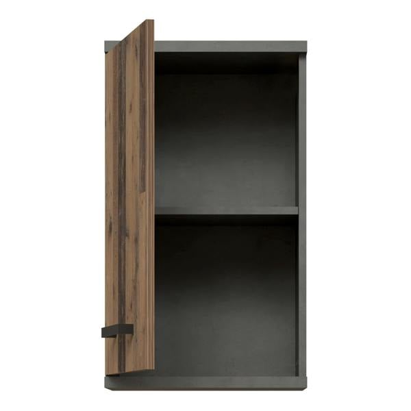 Furniture To Go Veris Small Hanging Cupboard with 1 Door in Walnut and Dark Grey