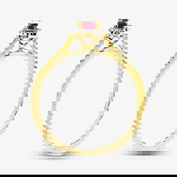 T. H. Baker 9ct Yellow Gold Ruby & Diamond Halo Ring OJR1701-R