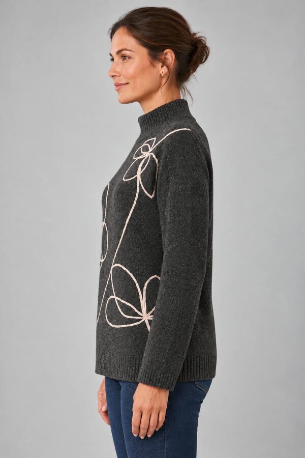VIZ-A-VIZ Floral Crew Neck Jumper