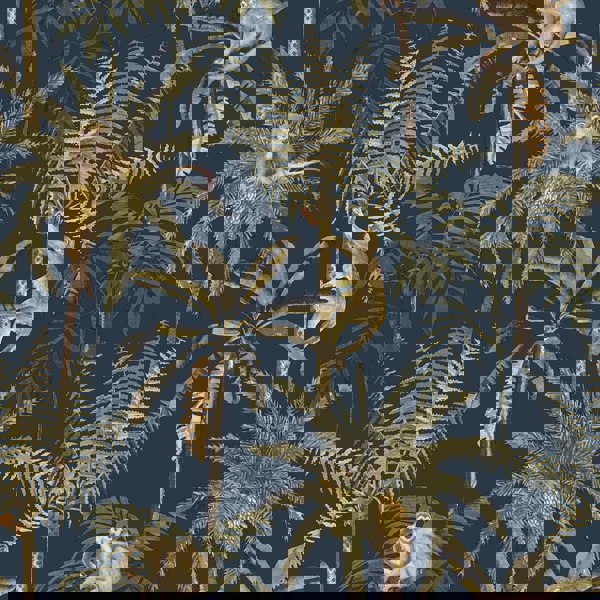 World Of Wallpaper Amazonia Monkey Textured Wallpaper - Navy Blue