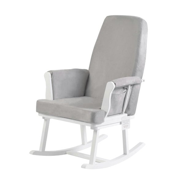Haldon Rocking Nursing Chair White Wood and Grey Cushions