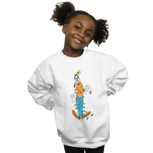 Disney Girls Goofy Christmas Lights Sweatshirt - White