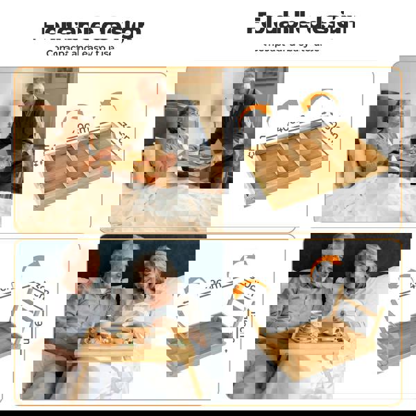 Toque Bamboo Foldable Bed Tray Table with Phone Holder Breakfast Laptop Desk